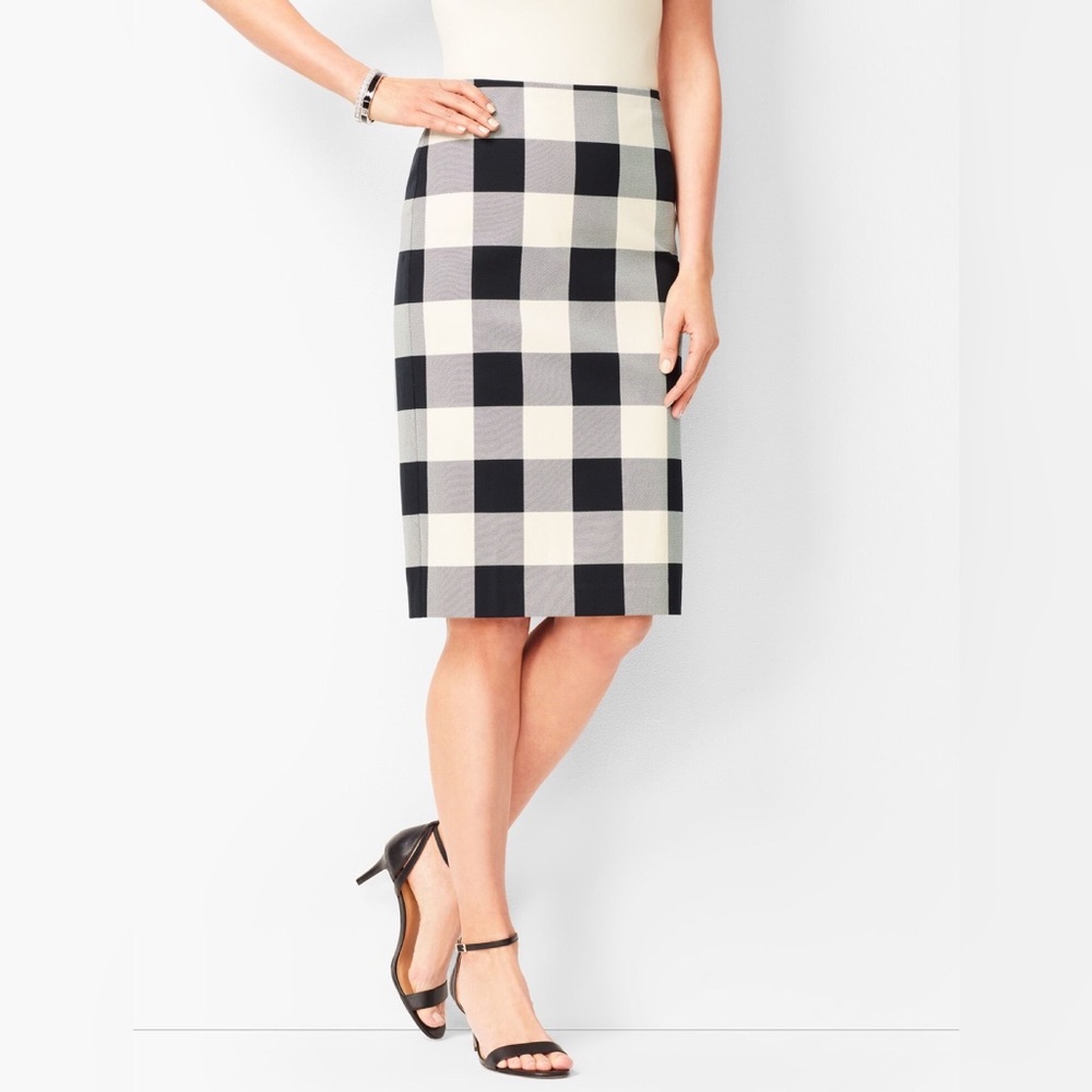 Talbots | Twill Gingham Plaid Pencil Skirt 12